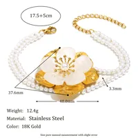 Fleur Élégant Mignon Acier Inoxydable 304 Perle D'Imitation Bracelets De Gros main image 2