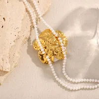 Flor Elegante Lindo Acero Inoxidable 304 Perla De Imitación Pulsera Venta Al Por Mayor main image 4