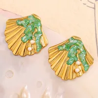 1 Paire Coquille Style Moderne Brillant Acier Inoxydable 304 Placage Boucles D'Oreilles main image 1