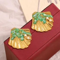 1 Paire Coquille Style Moderne Brillant Acier Inoxydable 304 Placage Boucles D'Oreilles main image 3