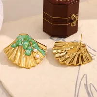 1 Paire Coquille Style Moderne Brillant Acier Inoxydable 304 Placage Boucles D'Oreilles main image 4