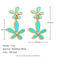 1 Par Flor Clásico Estilo Vintage Vacaciones Acero Inoxidable 304 Enchapado Pendientes De Gota main image 2