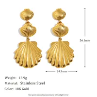 1 Paire Coquille Style Moderne Brillant Acier Inoxydable 304 Placage Boucles D'oreilles main image 2
