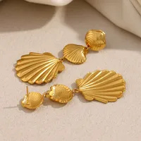 1 Pair Shell Modern Style Shiny 304 Stainless Steel Plating Drop Earrings main image 4