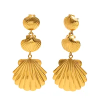 1 Paire Coquille Style Moderne Brillant Acier Inoxydable 304 Placage Boucles D'oreilles main image 5