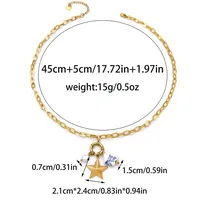 Pentagram Geometric Heart Shape Retro Lady Bohemian 304 Stainless Steel Pendant Necklace Lobster Trigger Clasp Closure sku image 2