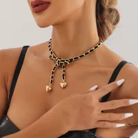 Noeud D'Arc Style Classique Faux Cuir Alliage Collier Ras De Cou De Gros main image 3