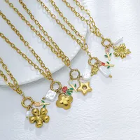 Pentagram Geometric Rose Fairy Style Princess Cute 304 Stainless Steel Pendant Necklace Lobster Trigger Clasp Closure main image 1