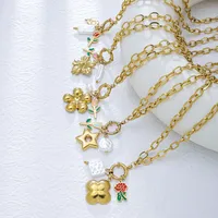 Pentagram Geometric Rose Fairy Style Princess Cute 304 Stainless Steel Pendant Necklace Lobster Trigger Clasp Closure main image 4