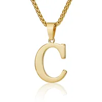 Letter Classic Style 304 Stainless Steel Pendant Necklace Lobster Trigger Clasp Closure sku image 3