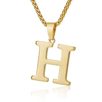 Letter Classic Style 304 Stainless Steel Pendant Necklace Lobster Trigger Clasp Closure sku image 8