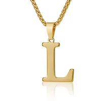 Letter Classic Style 304 Stainless Steel Pendant Necklace Lobster Trigger Clasp Closure sku image 12