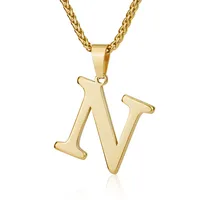 Letter Classic Style 304 Stainless Steel Pendant Necklace Lobster Trigger Clasp Closure sku image 14