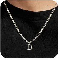 Letter Vintage Style 304 Stainless Steel Pendant Necklace Lobster Trigger Clasp Closure sku image 4