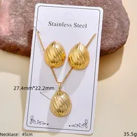Casual Glam Lady 304 Stainless Steel Geometric Heart Shape K Gold Plated Women's Jewelry Set sku image 10