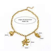 Hippocampus Crab Beach 304 Stainless Steel Cloth Multi Charms Necklace Wholesale sku image 1