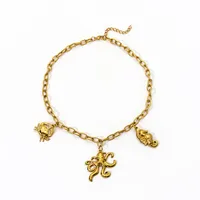 Hippocampus Crab Beach 304 Stainless Steel Cloth Multi Charms Necklace Wholesale main image 4
