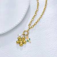 Pentagram Geometric Rose Fairy Style Princess Cute 304 Stainless Steel Pendant Necklace Lobster Trigger Clasp Closure sku image 5