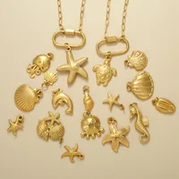 Starfish Conch Hippocampus Vintage Style Marine Style 304 Stainless Steel 18K Gold Plated Pendant Necklace Plating Lobster Trigger Clasp Closure main image 1