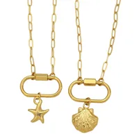 Starfish Conch Hippocampus Vintage Style Marine Style 304 Stainless Steel 18K Gold Plated Pendant Necklace Plating Lobster Trigger Clasp Closure main image 3