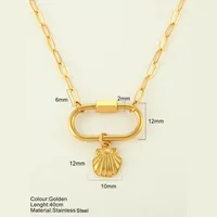 Starfish Conch Hippocampus Vintage Style Marine Style 304 Stainless Steel 18K Gold Plated Pendant Necklace Plating Lobster Trigger Clasp Closure sku image 6