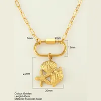 Starfish Conch Hippocampus Vintage Style Marine Style 304 Stainless Steel 18K Gold Plated Pendant Necklace Plating Lobster Trigger Clasp Closure sku image 7