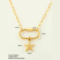 Starfish Conch Hippocampus Vintage Style Marine Style 304 Stainless Steel 18K Gold Plated Pendant Necklace Plating Lobster Trigger Clasp Closure sku image 2