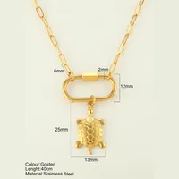 Starfish Conch Hippocampus Vintage Style Marine Style 304 Stainless Steel 18K Gold Plated Pendant Necklace Plating Lobster Trigger Clasp Closure sku image 8