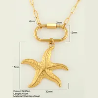 Starfish Conch Hippocampus Vintage Style Marine Style 304 Stainless Steel 18K Gold Plated Pendant Necklace Plating Lobster Trigger Clasp Closure sku image 34