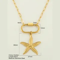 Starfish Conch Hippocampus Vintage Style Marine Style 304 Stainless Steel 18K Gold Plated Pendant Necklace Plating Lobster Trigger Clasp Closure sku image 15
