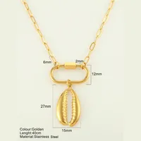 Starfish Conch Hippocampus Vintage Style Marine Style 304 Stainless Steel 18K Gold Plated Pendant Necklace Plating Lobster Trigger Clasp Closure sku image 16