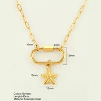 Starfish Conch Hippocampus Vintage Style Marine Style 304 Stainless Steel 18K Gold Plated Pendant Necklace Plating Lobster Trigger Clasp Closure sku image 5