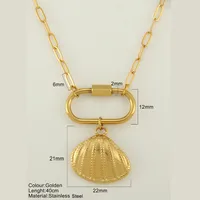 Starfish Conch Hippocampus Vintage Style Marine Style 304 Stainless Steel 18K Gold Plated Pendant Necklace Plating Lobster Trigger Clasp Closure sku image 12