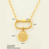 Starfish Conch Hippocampus Vintage Style Marine Style 304 Stainless Steel 18K Gold Plated Pendant Necklace Plating Lobster Trigger Clasp Closure sku image 10