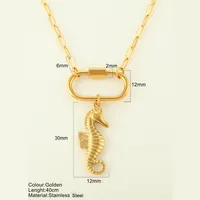 Starfish Conch Hippocampus Vintage Style Marine Style 304 Stainless Steel 18K Gold Plated Pendant Necklace Plating Lobster Trigger Clasp Closure sku image 13