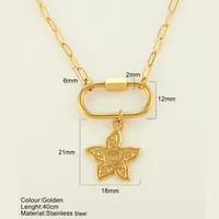 Starfish Conch Hippocampus Vintage Style Marine Style 304 Stainless Steel 18K Gold Plated Pendant Necklace Plating Lobster Trigger Clasp Closure sku image 18