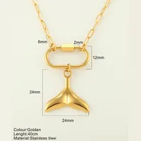 Starfish Conch Hippocampus Vintage Style Marine Style 304 Stainless Steel 18K Gold Plated Pendant Necklace Plating Lobster Trigger Clasp Closure sku image 19