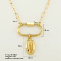 Starfish Conch Hippocampus Vintage Style Marine Style 304 Stainless Steel 18K Gold Plated Pendant Necklace Plating Lobster Trigger Clasp Closure sku image 20