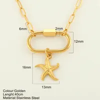 Starfish Conch Hippocampus Vintage Style Marine Style 304 Stainless Steel 18K Gold Plated Pendant Necklace Plating Lobster Trigger Clasp Closure sku image 21