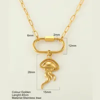 Starfish Conch Hippocampus Vintage Style Marine Style 304 Stainless Steel 18K Gold Plated Pendant Necklace Plating Lobster Trigger Clasp Closure sku image 22