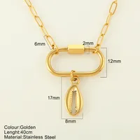 Starfish Conch Hippocampus Vintage Style Marine Style 304 Stainless Steel 18K Gold Plated Pendant Necklace Plating Lobster Trigger Clasp Closure sku image 23