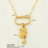 Starfish Conch Hippocampus Vintage Style Marine Style 304 Stainless Steel 18K Gold Plated Pendant Necklace Plating Lobster Trigger Clasp Closure sku image 25
