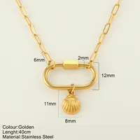 Starfish Conch Hippocampus Vintage Style Marine Style 304 Stainless Steel 18K Gold Plated Pendant Necklace Plating Lobster Trigger Clasp Closure sku image 27
