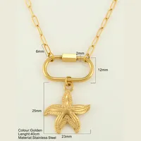 Starfish Conch Hippocampus Vintage Style Marine Style 304 Stainless Steel 18K Gold Plated Pendant Necklace Plating Lobster Trigger Clasp Closure sku image 26