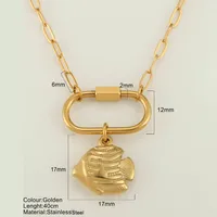 Starfish Conch Hippocampus Vintage Style Marine Style 304 Stainless Steel 18K Gold Plated Pendant Necklace Plating Lobster Trigger Clasp Closure sku image 28