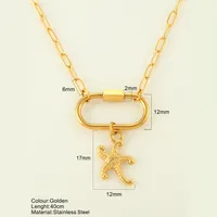 Starfish Conch Hippocampus Vintage Style Marine Style 304 Stainless Steel 18K Gold Plated Pendant Necklace Plating Lobster Trigger Clasp Closure sku image 30