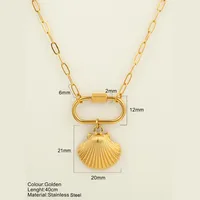 Starfish Conch Hippocampus Vintage Style Marine Style 304 Stainless Steel 18K Gold Plated Pendant Necklace Plating Lobster Trigger Clasp Closure sku image 29