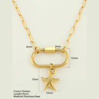 Starfish Conch Hippocampus Vintage Style Marine Style 304 Stainless Steel 18K Gold Plated Pendant Necklace Plating Lobster Trigger Clasp Closure sku image 31