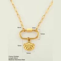 Starfish Conch Hippocampus Vintage Style Marine Style 304 Stainless Steel 18K Gold Plated Pendant Necklace Plating Lobster Trigger Clasp Closure sku image 32