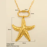 Starfish Conch Hippocampus Vintage Style Marine Style 304 Stainless Steel 18K Gold Plated Pendant Necklace Plating Lobster Trigger Clasp Closure sku image 37